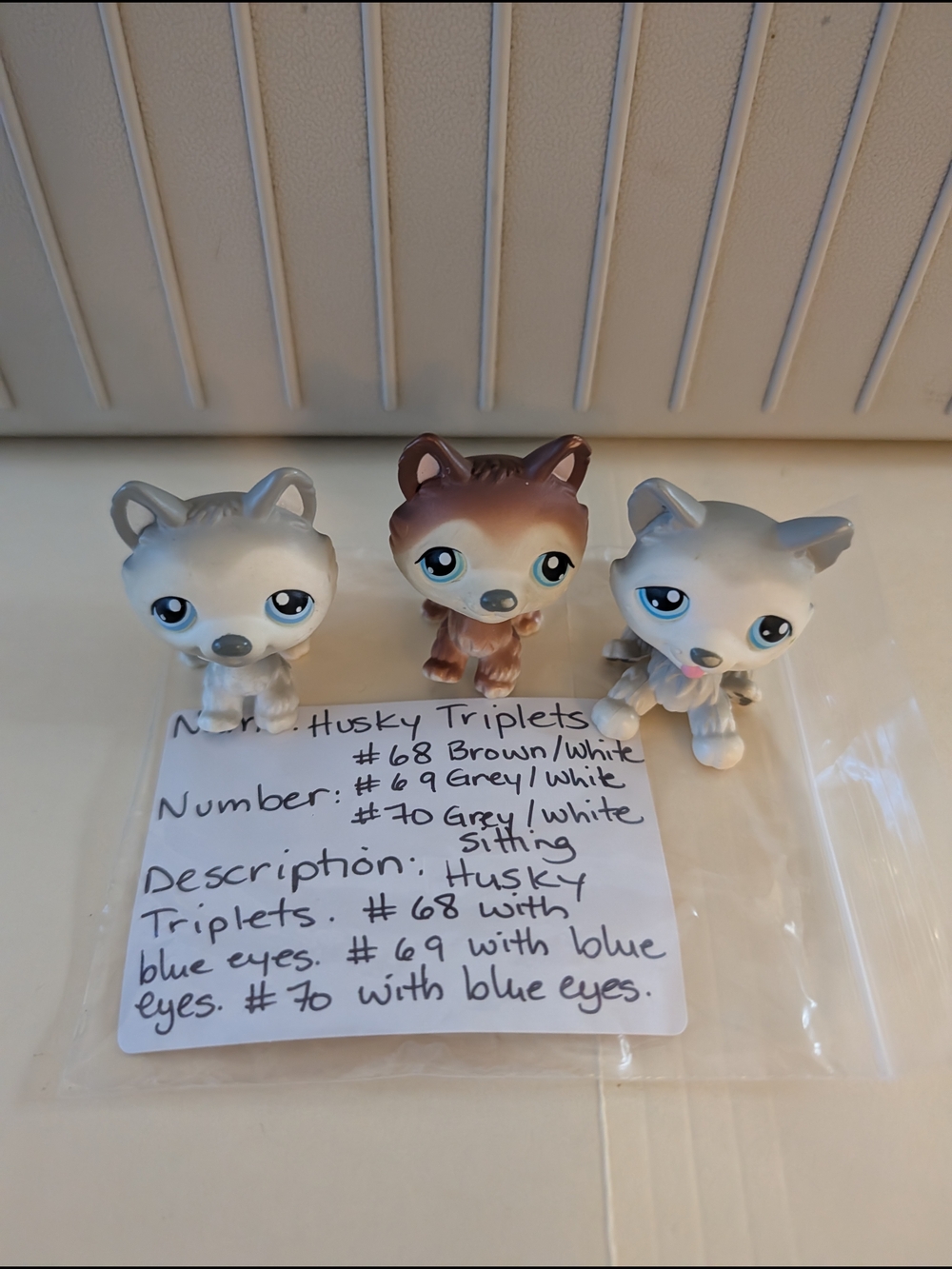 Husky Triplets Collectible Littlest Pet Shop Figures - Brown & Grey Trio